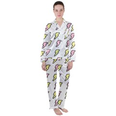 Pattern Cute Flash Design Satin Long Sleeve Pajamas Set by brightlightarts