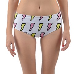 Pattern Cute Flash Design Reversible Mid-waist Bikini Bottoms by brightlightarts