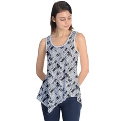 8 Bit Newspaper Pattern, Gazette Collage Black And White Sleeveless Tunic by Casemiro