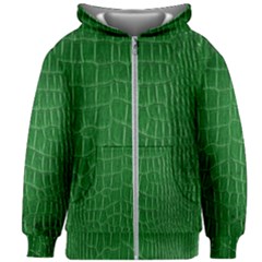 Crocodile Leather Green Kids  Zipper Hoodie Without Drawstring by skindeep