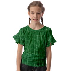 Crocodile Leather Green Kids  Cut Out Flutter Sleeves by skindeep