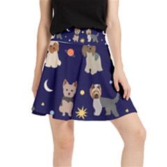 Terrier Cute Dog With Stars Sun And Moon Waistband Skirt by SychEva