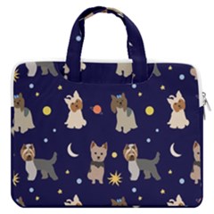 Terrier Cute Dog With Stars Sun And Moon Macbook Pro Double Pocket Laptop Bag (large) by SychEva