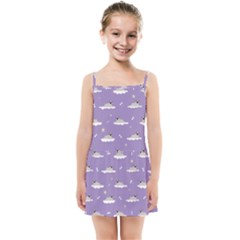 Cheerful Pugs Lie In The Clouds Kids  Summer Sun Dress by SychEva