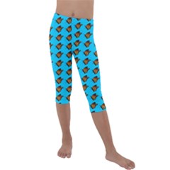 Monarch Butterfly Print Kids  Lightweight Velour Capri Leggings  by Kritter