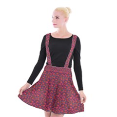 Pink Zoas Print Suspender Skater Skirt by Kritter