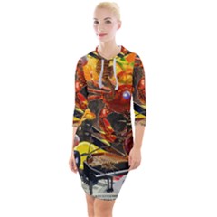 Through Space And Time 2 Quarter Sleeve Hood Bodycon Dress