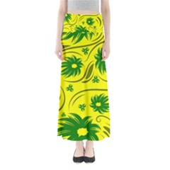 Folk Flowers Pattern  Full Length Maxi Skirt by Eskimos