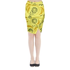 Folk Flowers Pattern  Midi Wrap Pencil Skirt by Eskimos