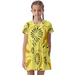 Folk Flowers Pattern  Kids  Asymmetric Collar Dress