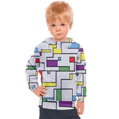 Colorful Rectangles Kids  Hooded Pullover by LalyLauraFLM