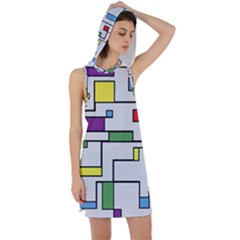 Colorful Rectangles Racer Back Hoodie Dress by LalyLauraFLM