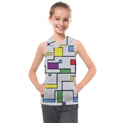 Colorful Rectangles Kids  Sleeveless Hoodie by LalyLauraFLM