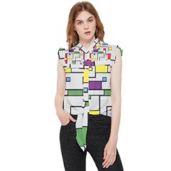 Colorful Rectangles Frill Detail Shirt