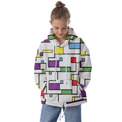 Colorful Rectangles Kids  Oversized Hoodie by LalyLauraFLM