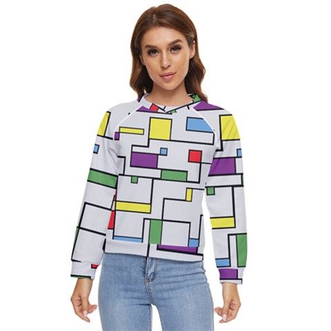 Colorful Rectangles Women s Long Sleeve Raglan Tee by LalyLauraFLM