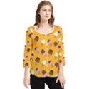 Ice cream on an orange background pattern                                                             Chiffon Quarter Sleeve Blouse View1