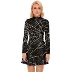 Spiderwebs Long Sleeve Velour Longline Dress