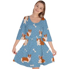 Cute Corgi Dogs Velour Kimono Dress by SychEva