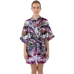 Bordough-1-1 Half Sleeve Satin Kimono  by bestdesignintheworld