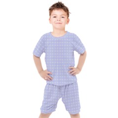 Lighblu Plaid Small Kids  Tee And Shorts Set by snowwhitegirl