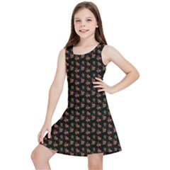 Cute Deer Pattern Black Kids  Lightweight Sleeveless Dress by snowwhitegirl