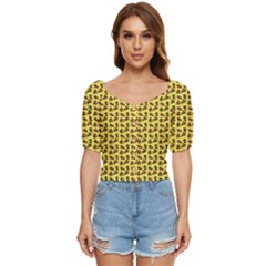 Cute Deer Pattern Yellow Button Up Blouse