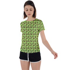 Cute Deer Pattern Green Back Circle Cutout Sports Tee by snowwhitegirl