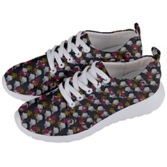 Vintage Floral And Goth Girl Grey Bg Men s Lightweight Sports Shoes by snowwhitegirl
