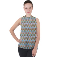 Girl Blue Mock Neck Chiffon Sleeveless Top by snowwhitegirl