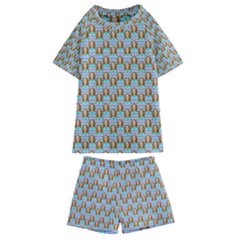 Girl Blue Kids  Swim Tee And Shorts Set