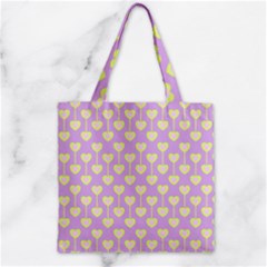 Yellow Hearts On A Light Purple Background Zipper Grocery Tote Bag by SychEva