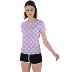 Yellow Hearts On A Light Purple Background Back Circle Cutout Sports Tee by SychEva