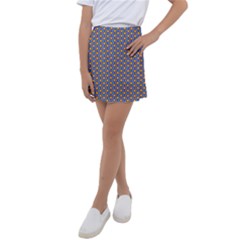 Yellow Circles On A Purple Background Kids  Tennis Skirt by SychEva