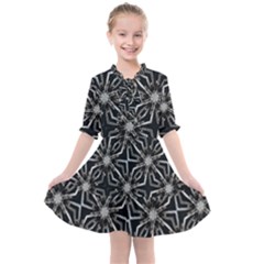 Futuristic Industrial Print Pattern Kids  All Frills Chiffon Dress by dflcprintsclothing