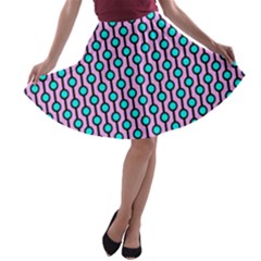 Blue Circles On Purple Background Geometric Ornament A-line Skater Skirt by SychEva