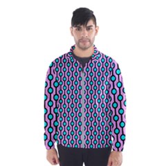 Blue Circles On Purple Background Geometric Ornament Men s Windbreaker by SychEva