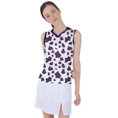 Brown Cow Spots Pattern, Animal Fur Print Women s Sleeveless Sports Top by Casemiro