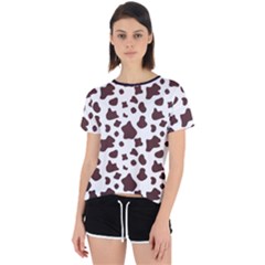 Brown Cow Spots Pattern, Animal Fur Print Open Back Sport Tee by Casemiro