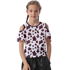 Brown Cow Spots Pattern, Animal Fur Print Kids  Butterfly Cutout Tee