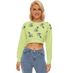 Black And White Vector Flowers At Canary Yellow Lightweight Long Sleeve Sweatshirt by Casemiro