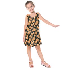 Orange Dandelions On A Dark Background Kids  Sleeveless Dress by SychEva