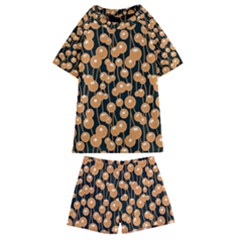 Orange Dandelions On A Dark Background Kids  Swim Tee And Shorts Set by SychEva