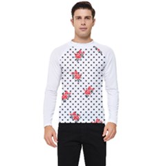 Red Vector Roses And Black Polka Dots Pattern Men s Long Sleeve Rash Guard by Casemiro