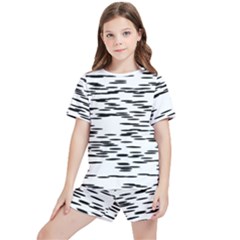 Black And White Abstract Pattern, Ovals Kids  Tee And Sports Shorts Set