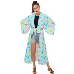 Arcade Dreams Blue  Maxi Kimono by thePastelAbomination