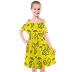 Folk Flowers Pattern Floral Surface Design Seamless Pattern Kids  Cut Out Shoulders Chiffon Dress by Eskimos