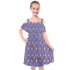 Cute Corgi Dogs Kids  Cut Out Shoulders Chiffon Dress by SychEva