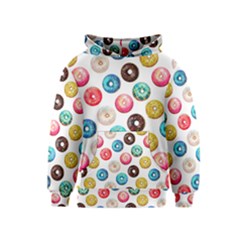 Delicious Multicolored Donuts On White Background Kids  Pullover Hoodie by SychEva