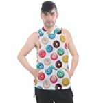 Delicious Multicolored Donuts On White Background Men s Sleeveless Hoodie